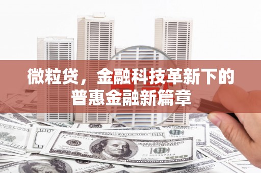 和顺微粒贷，金融科技革新下的普惠金融新篇章