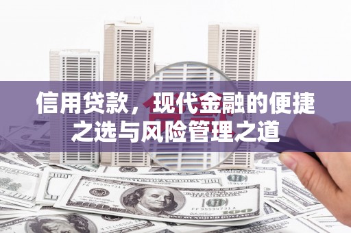 和顺信用贷款，现代金融的便捷之选与风险管理之道