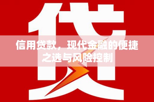 和顺信用贷款，现代金融的便捷之选与风险控制