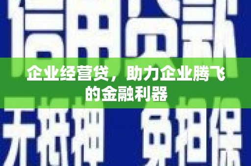 和顺企业经营贷，助力企业腾飞的金融利器