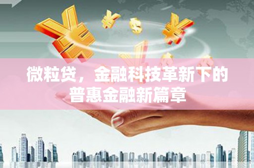 和顺微粒贷，金融科技革新下的普惠金融新篇章