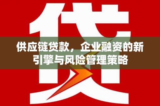 和顺供应链贷款，企业融资的新引擎与风险管理策略