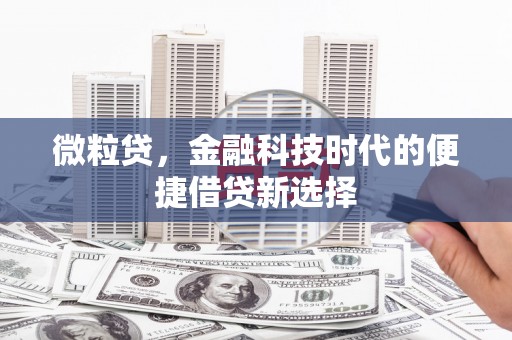 和顺微粒贷，金融科技时代的便捷借贷新选择